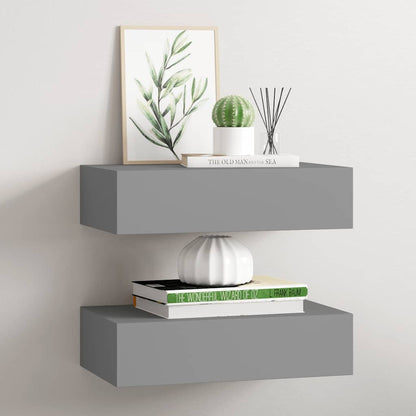 Wall-mounted Drawer Shelves 2 pcs Grey 40x23.5x10cm MDF