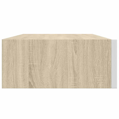 Wall-mounted Drawer Shelf Oak and White 40x23.5x10cm MDF