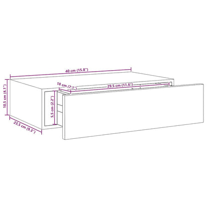 Wall-mounted Drawer Shelf Oak and White 40x23.5x10cm MDF