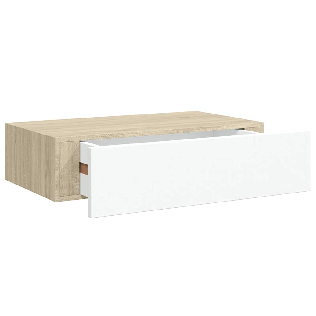 Wall Drawer Shelves 2 pcs Oak and White 40x23.5x10cm MDF