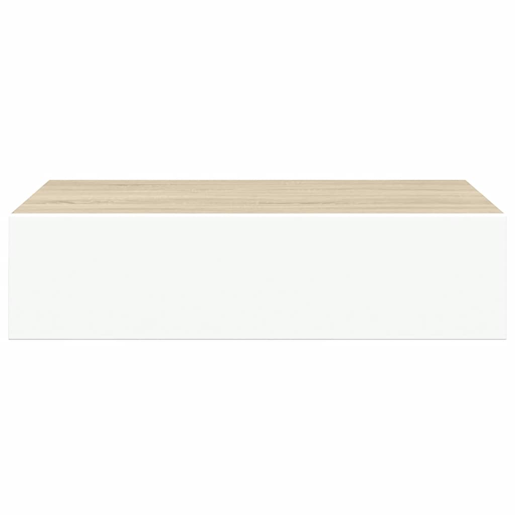 Wall Drawer Shelves 2 pcs Oak and White 40x23.5x10cm MDF
