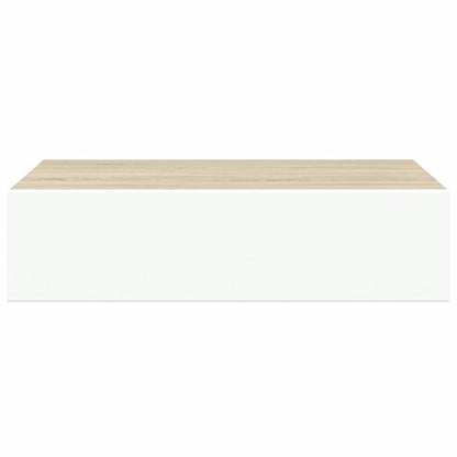 Wall Drawer Shelves 2 pcs Oak and White 40x23.5x10cm MDF