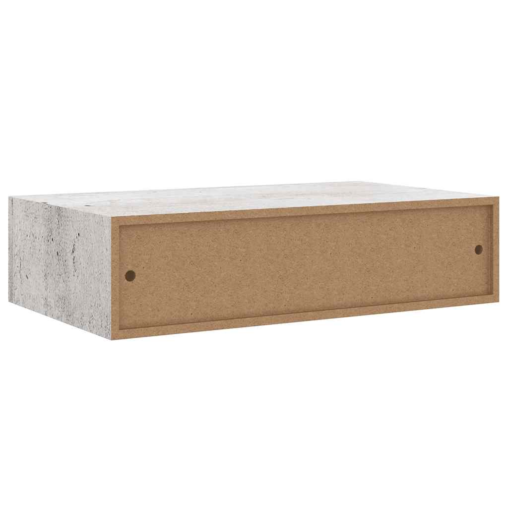 Wall-mounted Drawer Shelf Concrete Grey 40x23.5x10cm MDF