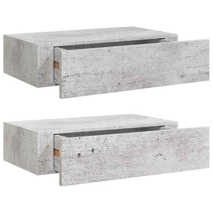 Wall Drawer Shelves 2 pcs Concrete Grey 40x23.5x10cm MDF