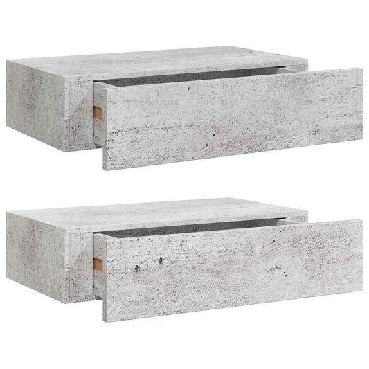 Wall Drawer Shelves 2 pcs Concrete Grey 40x23.5x10cm MDF
