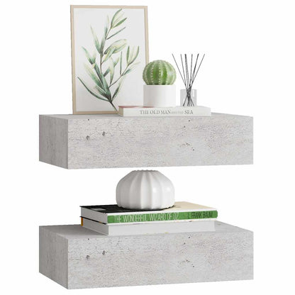 Wall Drawer Shelves 2 pcs Concrete Grey 40x23.5x10cm MDF