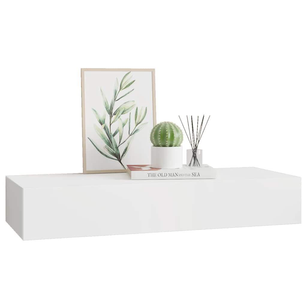 Drawer Shelf | White | MDF, metal | Compact | Wall-Mounted Shelf