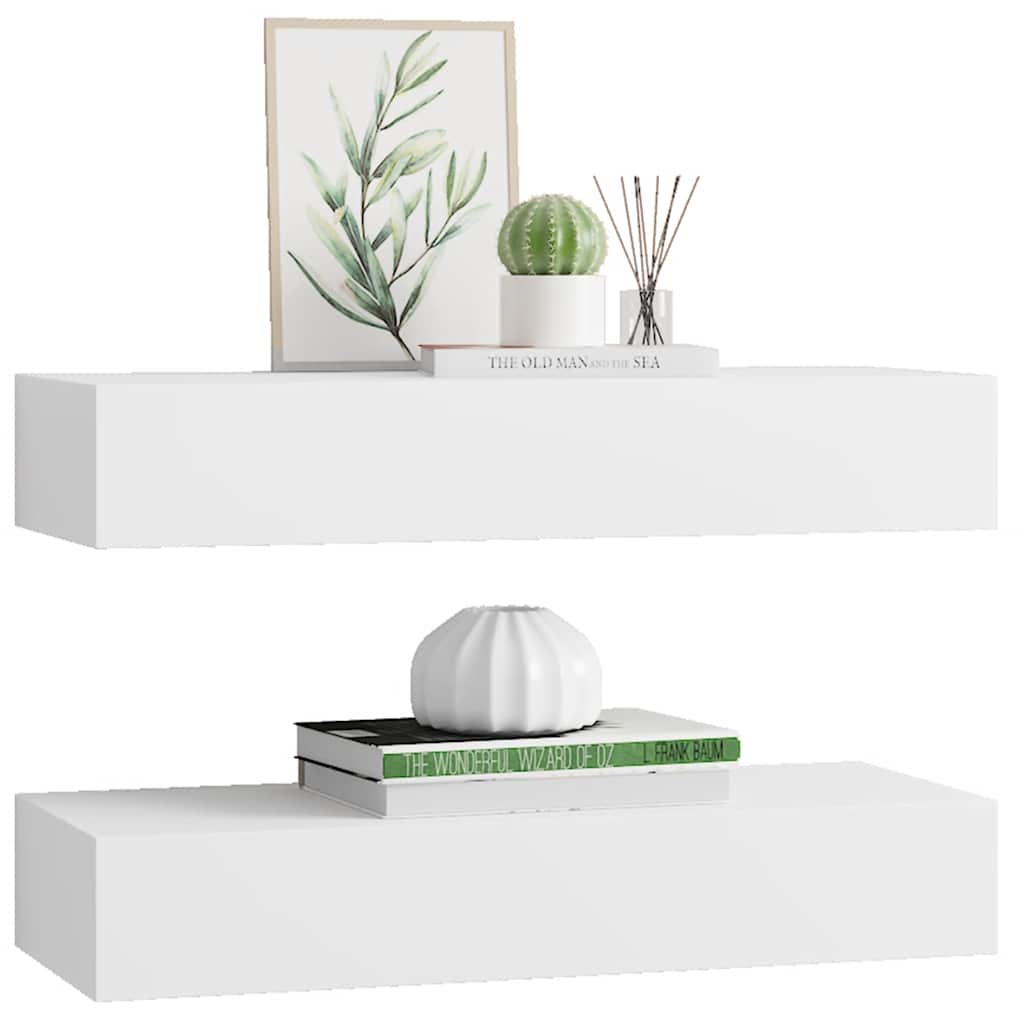 Wall-mounted Drawer Shelves 2 pcs White 60x23.5x10cm MDF