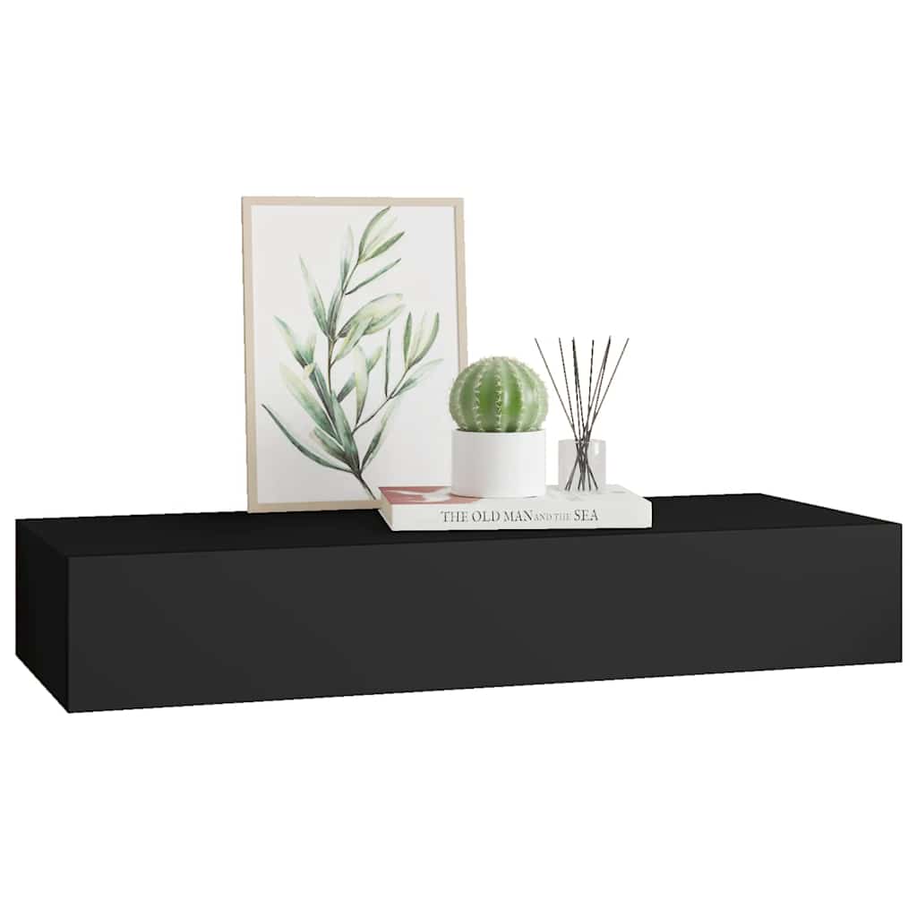 Drawer Shelf | Black | MDF, Metal | Compact | Wall-Mounted Drawer Shelf