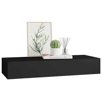 Drawer Shelf | Black | MDF, Metal | Compact | Wall-Mounted Drawer Shelf