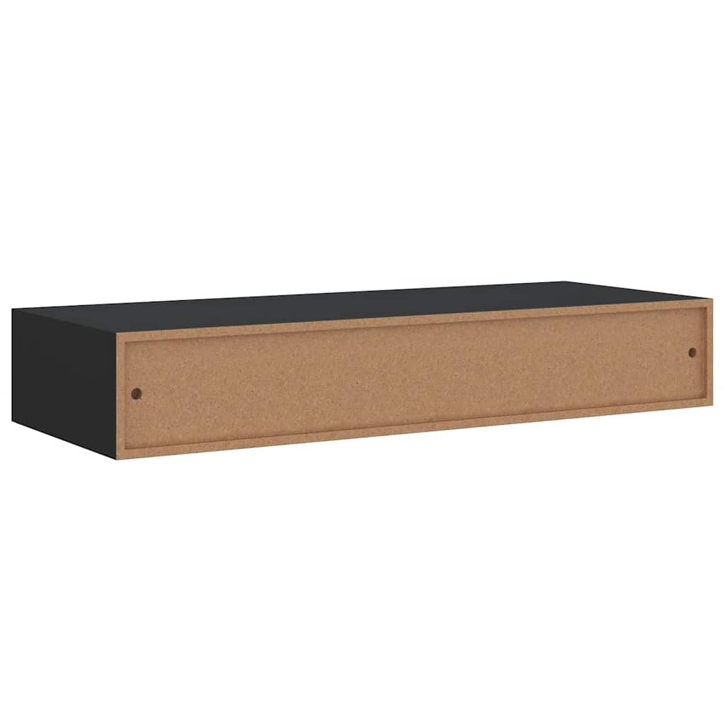 Drawer Shelf | Black | MDF, Metal | Compact | Wall-Mounted Drawer Shelf
