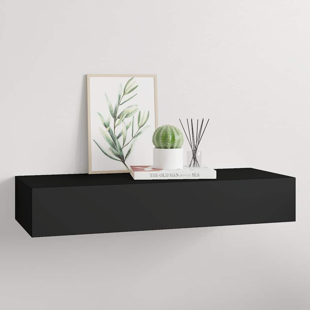Drawer Shelf | Black | MDF, Metal | Compact | Wall-Mounted Drawer Shelf