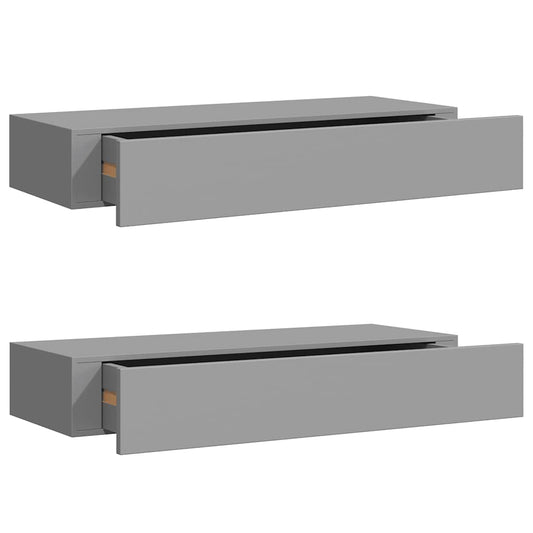Wall-mounted Drawer Shelves 2 pcs Grey 60x23.5x10cm MDF
