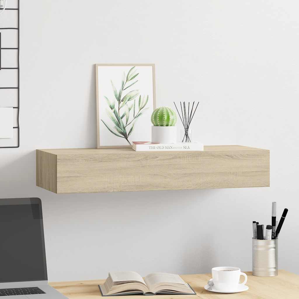 Wall-mounted Drawer Shelf Oak 60x23.5x10cm MDF