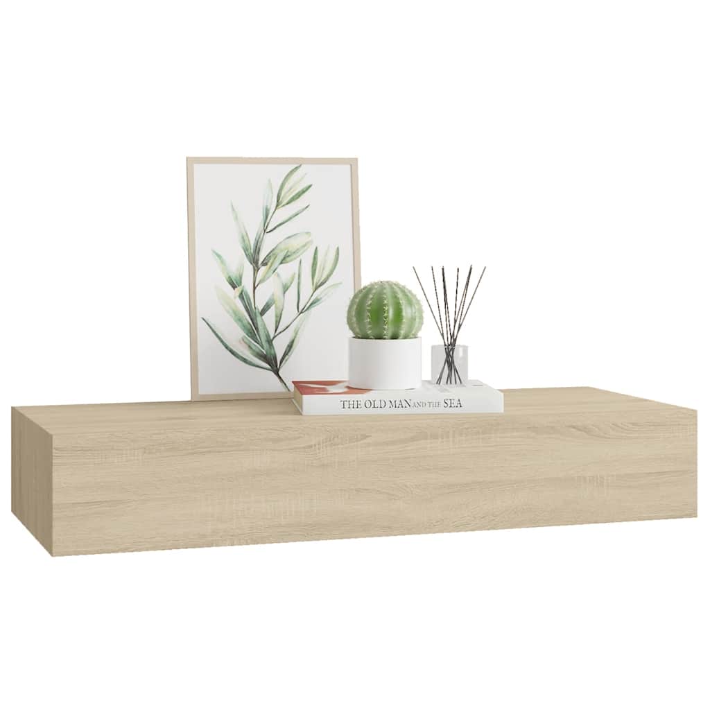 Wall-mounted Drawer Shelf Oak 60x23.5x10cm MDF