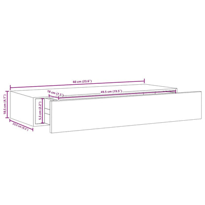 Wall-mounted Drawer Shelf Oak 60x23.5x10cm MDF