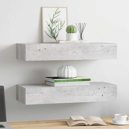 Wall Drawer Shelves 2 pcs Concrete Grey 60x23.5x10cm MDF