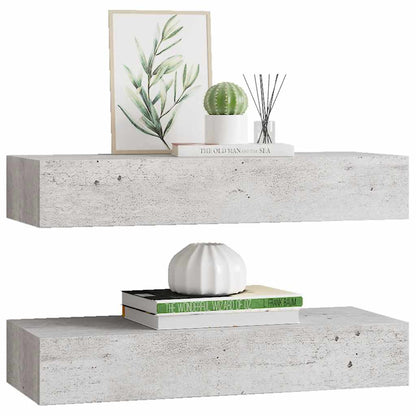 Wall Drawer Shelves 2 pcs Concrete Grey 60x23.5x10cm MDF