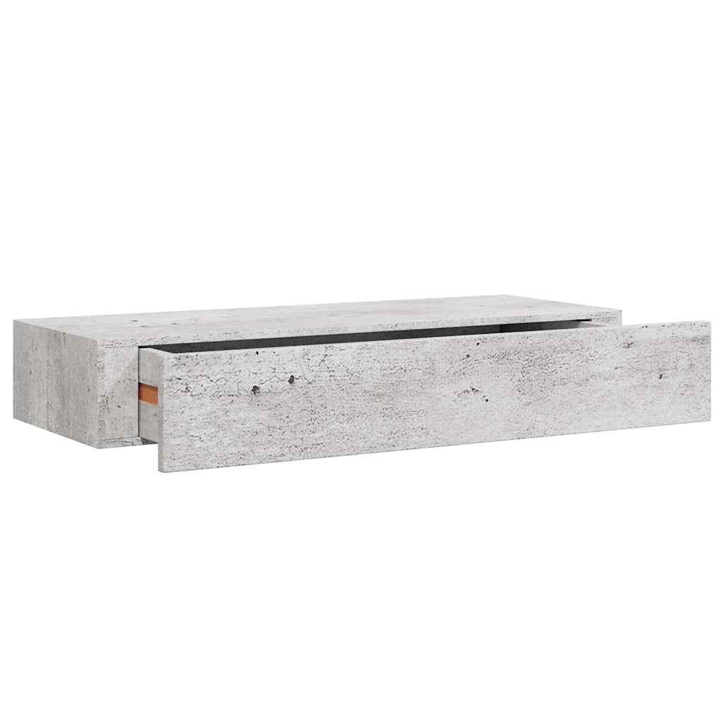 Wall Drawer Shelves 2 pcs Concrete Grey 60x23.5x10cm MDF
