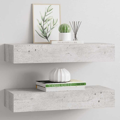 Wall Drawer Shelves 2 pcs Concrete Grey 60x23.5x10cm MDF