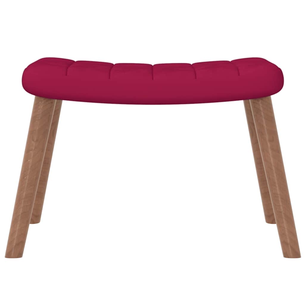 Relaxing Chair with a Stool Wine Red Velvet