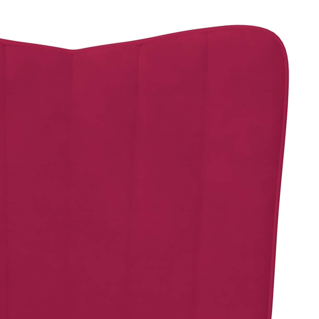 Relaxing Chair with a Stool Wine Red Velvet