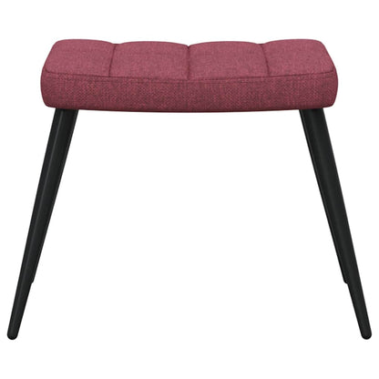 Relaxing Chair with a Stool Wine Red Fabric