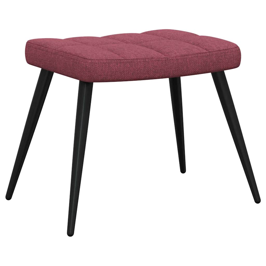 Relaxing Chair with a Stool Wine Red Fabric