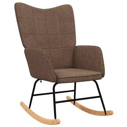 Rocking Chair with a Stool Brown Fabric