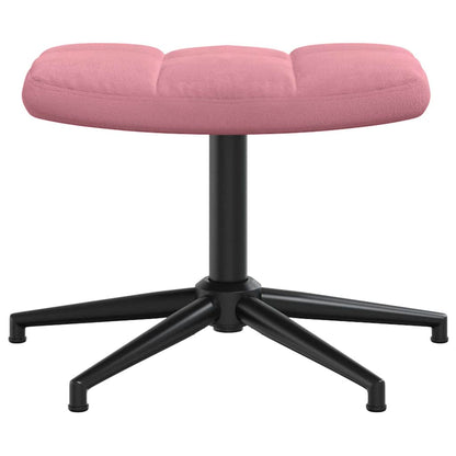Relaxing Chair with a Stool Pink Velvet