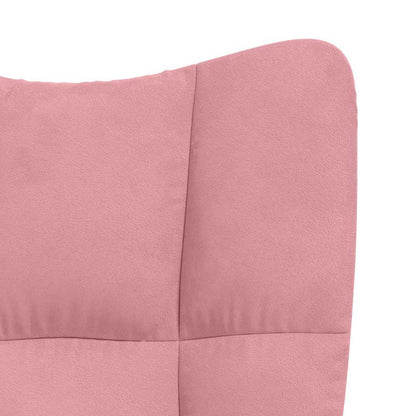 Relaxing Chair with a Stool Pink Velvet