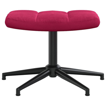 Relaxing Chair with a Stool Wine Red Velvet