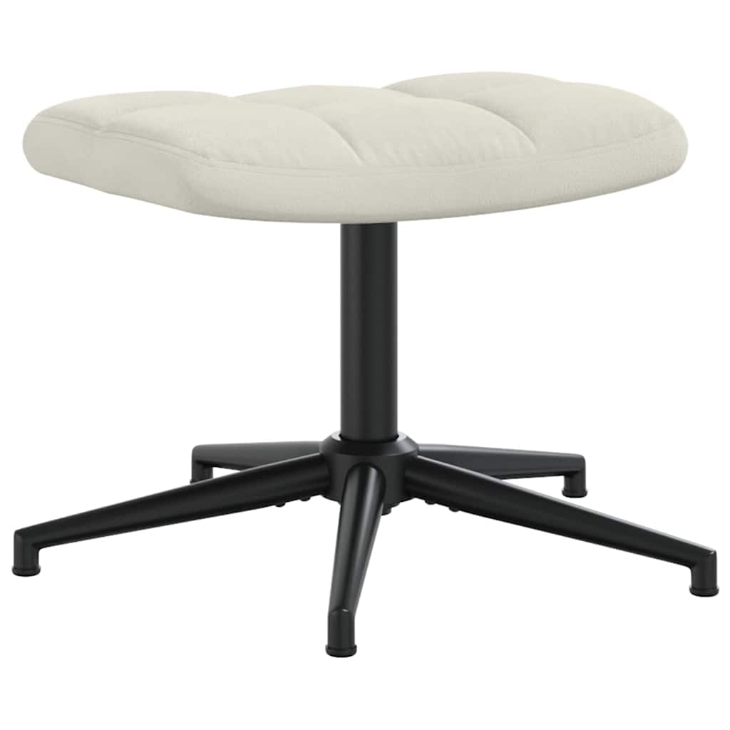 Relaxing Chair with a Stool Cream White Velvet