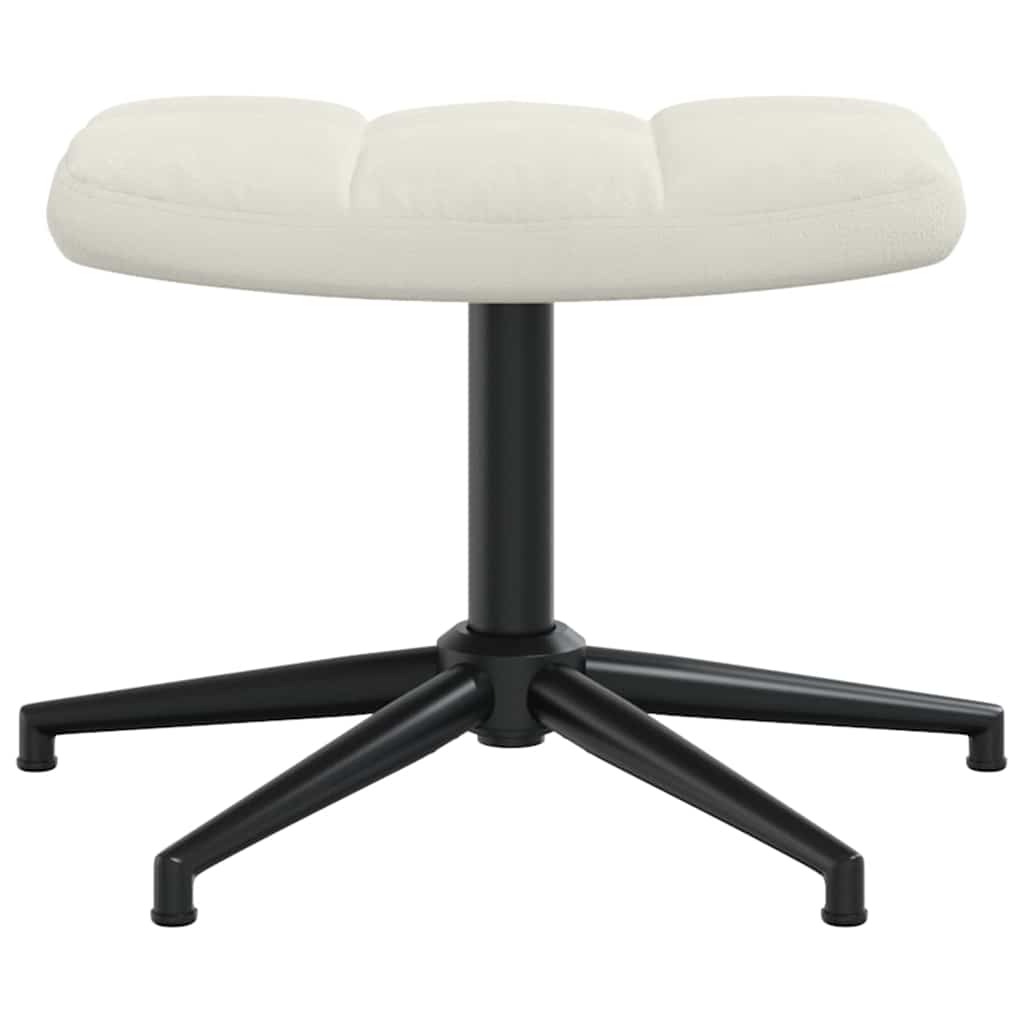 Relaxing Chair with a Stool Cream White Velvet