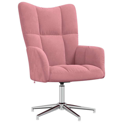 Relaxing Chair with a Stool Pink Velvet