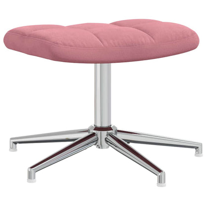 Relaxing Chair with a Stool Pink Velvet