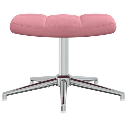 Relaxing Chair with a Stool Pink Velvet