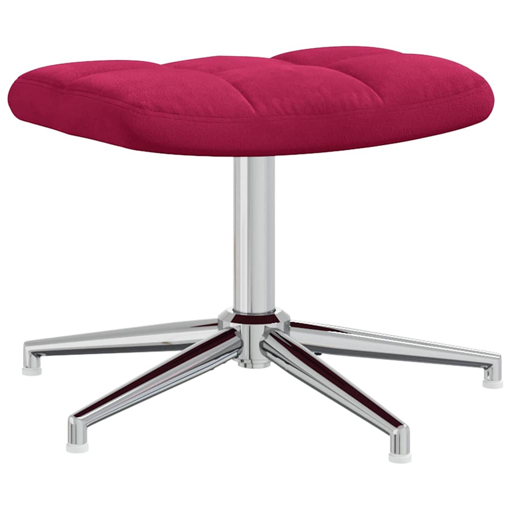 Relaxing Chair with a Stool Wine Red Velvet