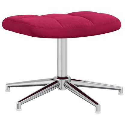 Relaxing Chair with a Stool Wine Red Velvet