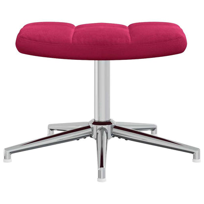 Relaxing Chair with a Stool Wine Red Velvet