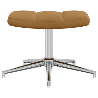 Relaxing Chair with a Stool Brown Velvet