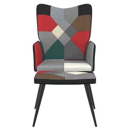 328198 vidaXL Relaxing Chair with a Stool Patchwork Fabric