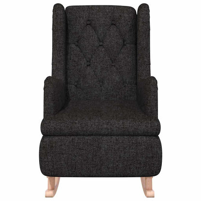 Armchair with Solid Rubber Wood Rocking Legs Black Fabric