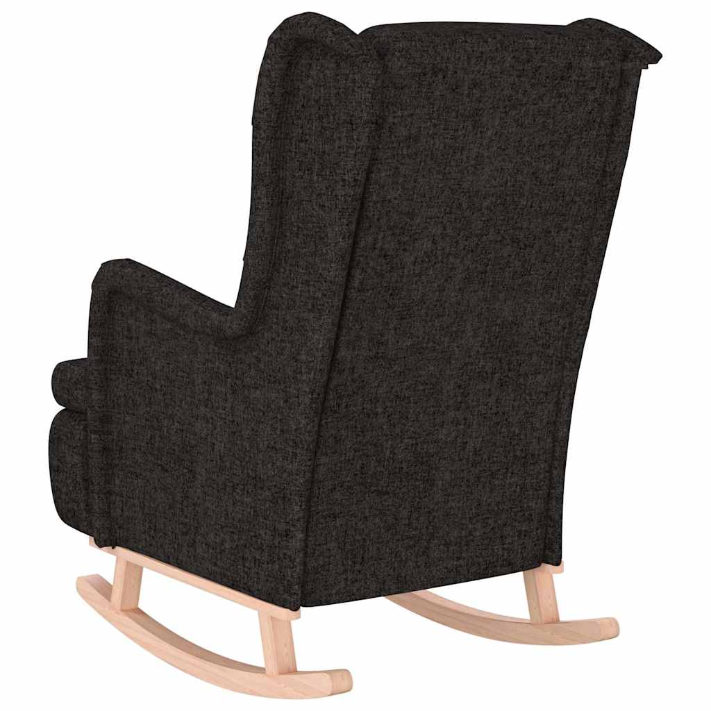 Armchair with Solid Rubber Wood Rocking Legs Black Fabric