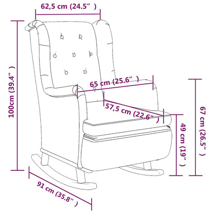Armchair with Solid Rubber Wood Rocking Legs Black Fabric