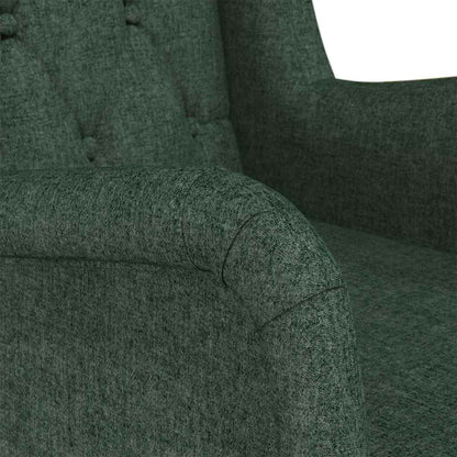 Armchair with Solid Rubber Wood Rocking Legs Dark Green Fabric