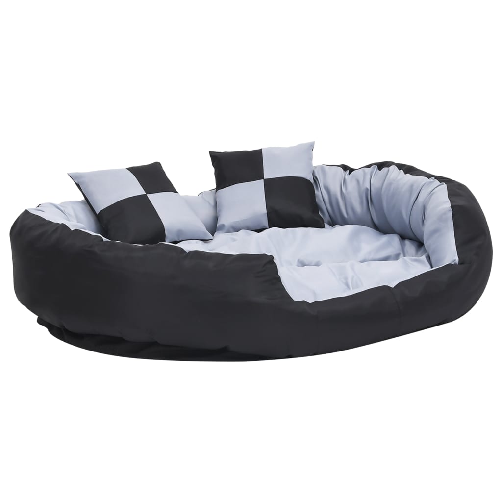 Reversible & Washable Dog Cushion Grey and Black 110x80x23 cm