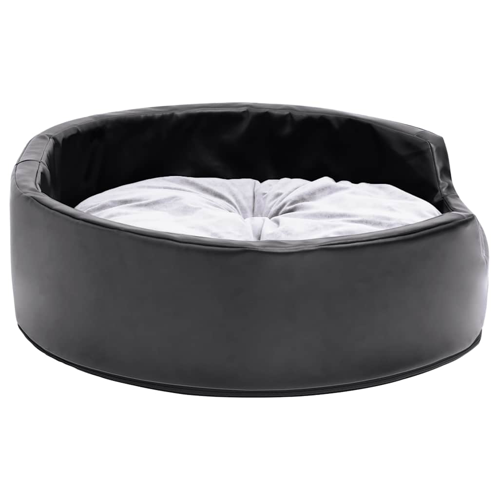 Dog Bed Black and Grey 69x59x19 cm Plush and Faux Leather
