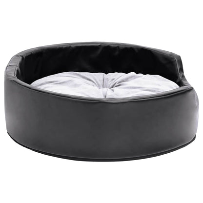 Dog Bed Black and Grey 69x59x19 cm Plush and Faux Leather