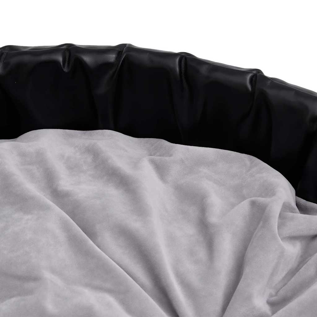 Dog Bed Black and Grey 79x70x19 cm Plush and Faux Leather